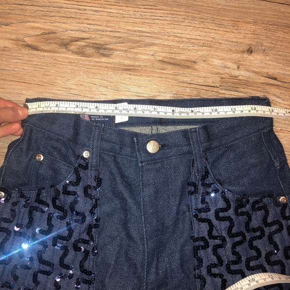 Vintage TALL panhandle slims sequin western jeans super high waist long size 7-8 - Picture 7 of 10